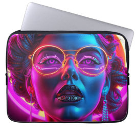 Neon Woman Cyberpunk Laptop Sleeve