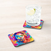 Neon Woman droomt van digitale kunst Bier Onderzetter (Rechterzijde)