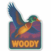 Neon Wood Duck Sticker (Voorkant)