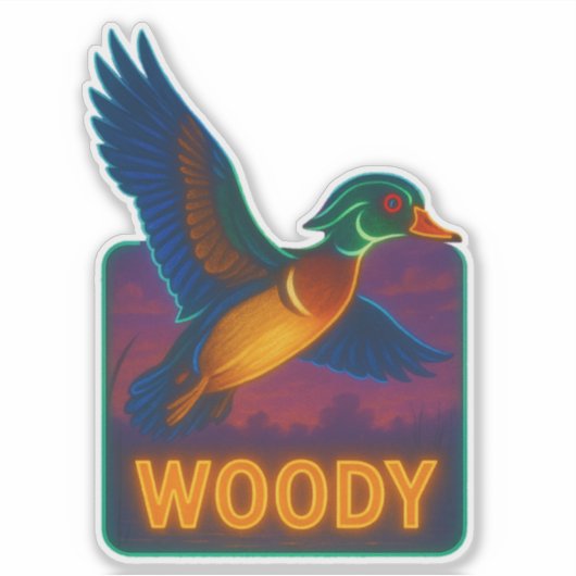 Neon Wood Duck Sticker (Voorkant)