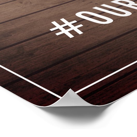 Neon Wood Plank Weddenschap Hashtag Poster (Hoek)