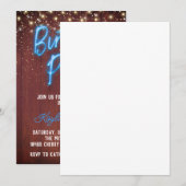 Neon Wooden Wall Birthday Party Kaart (Voorkant / Achterkant)