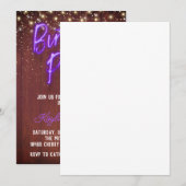 Neon Wooden Wall Birthday Party Kaart (Voorkant / Achterkant)