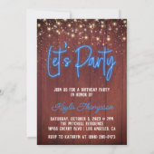 Neon Wooden Wall Let's Party Invitation Kaart (Achterkant)