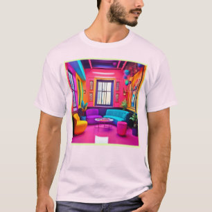 Neon woonkamer met gedurfde kleuren t-shirt