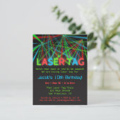 Neon Words Laser Label Birthday Party Invitations Kaart (Staand voorkant)