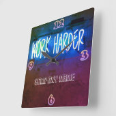 Neon Work Harder Kantoor Personeelszaal Gepersonal Vierkante Klok (Hoek)
