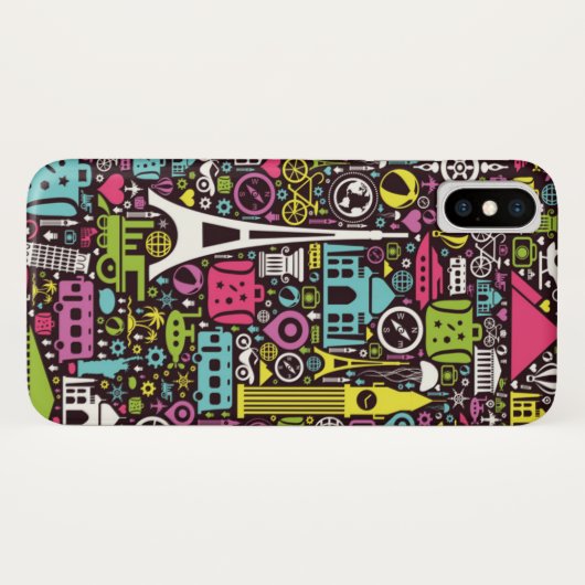 Neon World Icons Pattern Case-Mate iPhone Case (Achterkant (horizontaal))