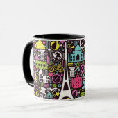 Neon World Icons Pattern Mok (Voorkant links)