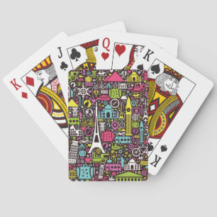 Neon World Icons Pattern Pokerkaarten