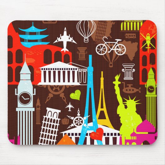 Neon World Travel Pattern Muismat (Voorkant)