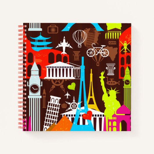 Neon World Travel Pattern Notitieboek (Voorkant)