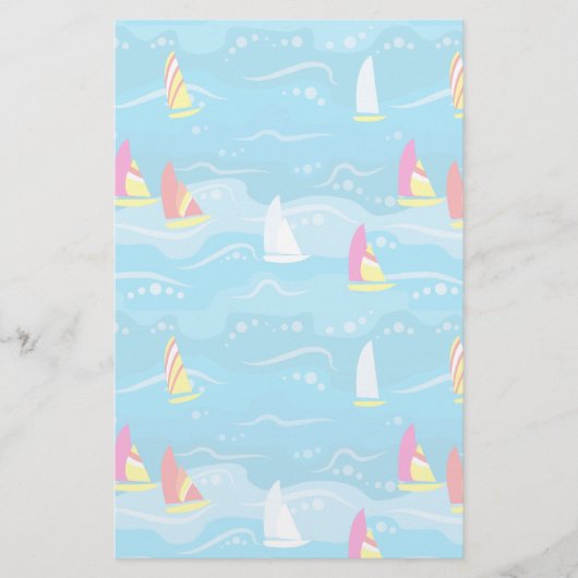 Neon Yacht Pattern Briefpapier (Voorkant)