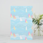 Neon Yacht Pattern Briefpapier (Staand voorkant)