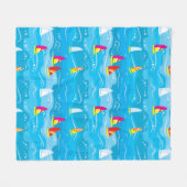 Neon Yacht Pattern Fleece Deken (Voorkant (Horizontaal))