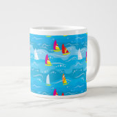 Neon Yacht Pattern Grote Koffiekop (Voorkant rechts)