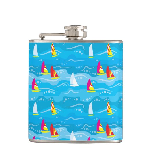 Neon Yacht Pattern Heupfles (Voorkant)
