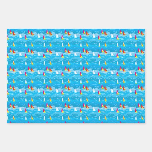 Neon Yacht Pattern Inpakpapier Vel (Voorkant)