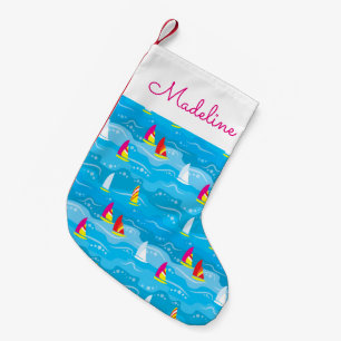 Neon Yacht Pattern   Jouw namen toevoegen Kleine Kerstsok