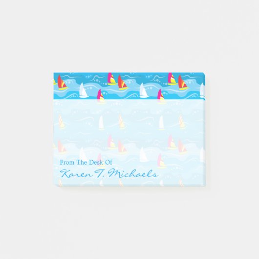 Neon Yacht Pattern | Jouw namen toevoegen Post-it® Notes (Voorkant)