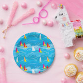 Neon Yacht Pattern Papieren Bordje (Feest)