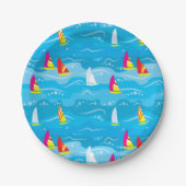 Neon Yacht Pattern Papieren Bordje (Voorkant)