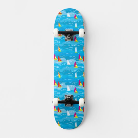 Neon Yacht Pattern Persoonlijk Skateboard (Voorkant)