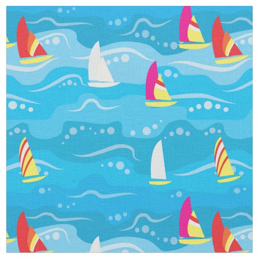 Neon Yacht Pattern Stof (Close Up)