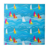 Neon Yacht Pattern Tegeltje (Voorkant)