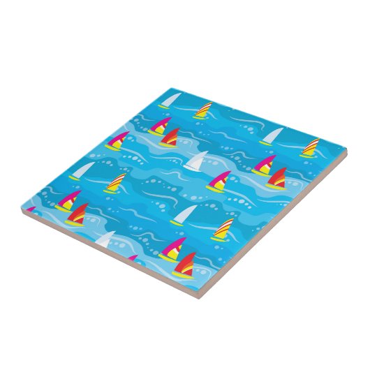 Neon Yacht Pattern Tegeltje (Zijkant)