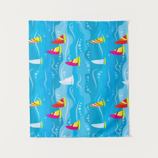 Neon Yacht Pattern Wandkleed (Voorkant)