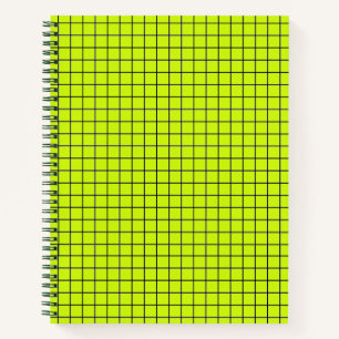 Neon Yellow Black Grid College regeerde Notitieboe Notitieboek
