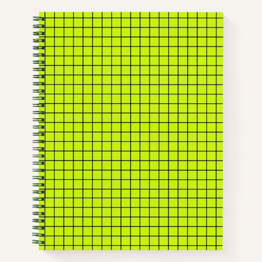 Neon Yellow Black Grid College regeerde Notitieboe Notitieboek (Voorkant)