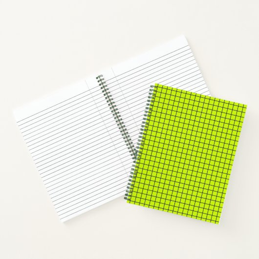Neon Yellow Black Grid College regeerde Notitieboe Notitieboek (Binnen)