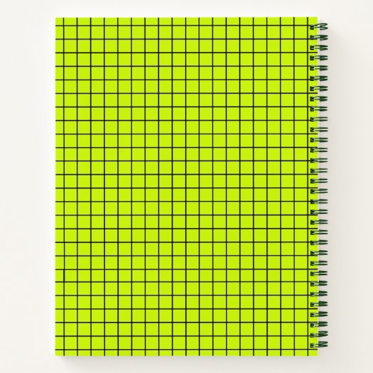 Neon Yellow Black Grid College regeerde Notitieboe Notitieboek (Achterkant)