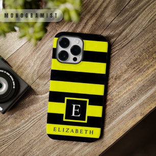 Neon Yellow Black Kleur Stripes Case-Mate iPhone 14 Pro Max Hoesje