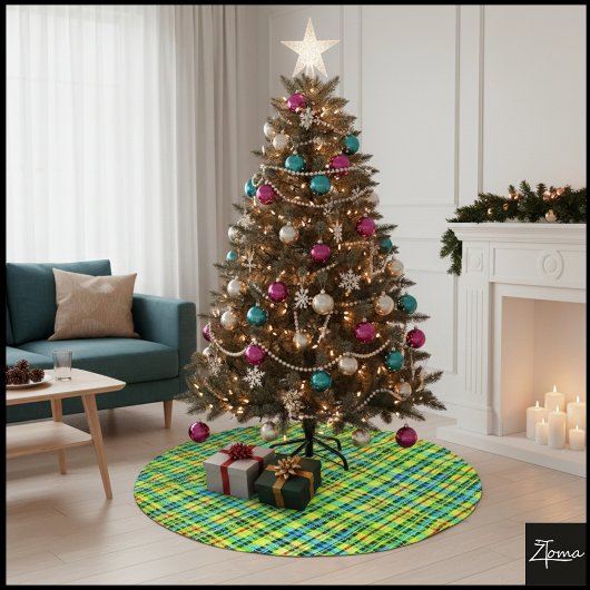 Neon Yellow Black Plaid Punk Tartan Kerstboom Rok