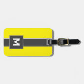 Neon Yellow Black Striped gepersonaliseerd monogra Bagagelabel (Voorkant horizontaal)