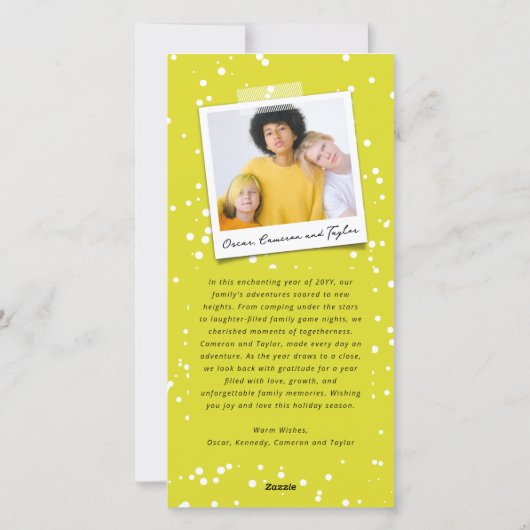 Neon Yellow Cheers 2025 Glitter Nieuwjaarsfoto Feestdagenkaart (Achterkant)