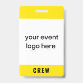 Neon Yellow Crew Personeel Event Badge (Voorkant)