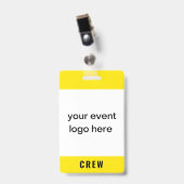Neon Yellow Crew Personeel Event Badge (Voorkant met clip)