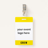 Neon Yellow Crew Personeel Event Badge (Voorkant met clip)