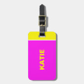 Neon Yellow en roze bagagelabel (Voorkant verticaal)