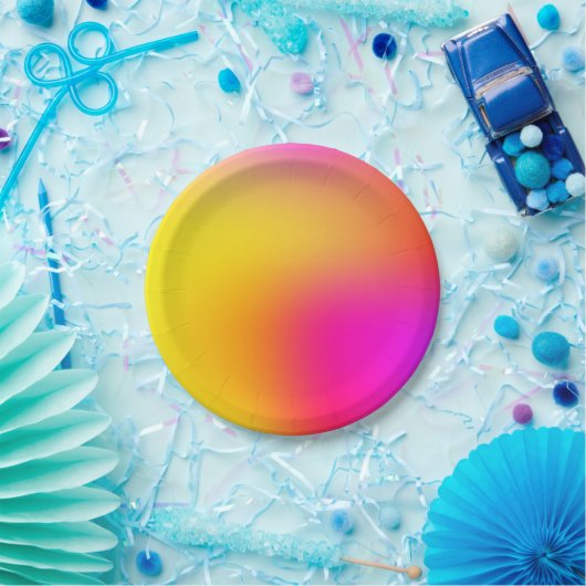 Neon Yellow en roze Papieren Bordje (Feest)