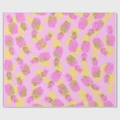 Neon Yellow en roze tropische ananananassen Cadeaupapier (Vlak)