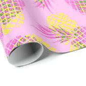 Neon Yellow en roze tropische ananananassen Cadeaupapier (Rol Hoek)