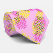 Neon Yellow en roze tropische ananananassen Stropdas (Opgerold)