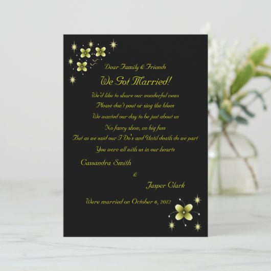 Neon Yellow Flower Elopement 2 Aankondiging (Staand voorkant)