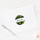 Neon Yellow Green Black Hibiscus Floral Sticker (Envelop)