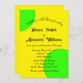 Neon Yellow Green Bold Modern Retro Wedding Kaart (Voorkant / Achterkant)